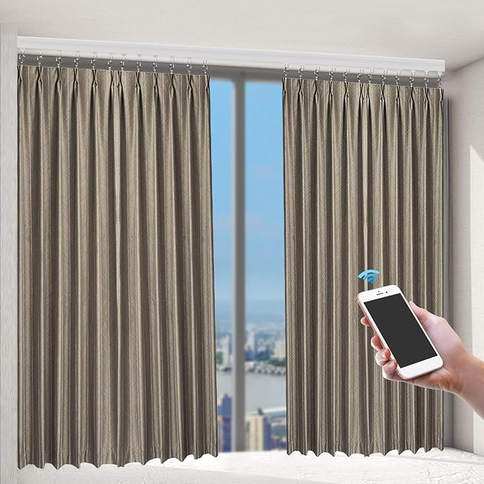 Bacocoo Electric Motorized Curtain Rail Track with Remote Control, Smart Curtains System Smartphone App Control Applicable for Home/Office. Automatic Curtain Opener 7.08-13.78ft.