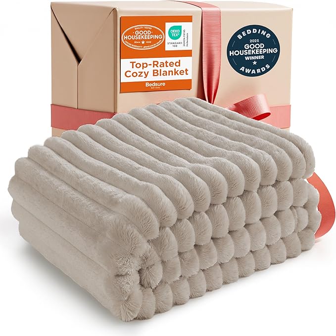 Bedsure GentleSoft Twin XL Blanket for Couch - Cozy Soft Blankets for Women, Cute Small Fleece Throws for Girls, Linen, 66x90 Inches