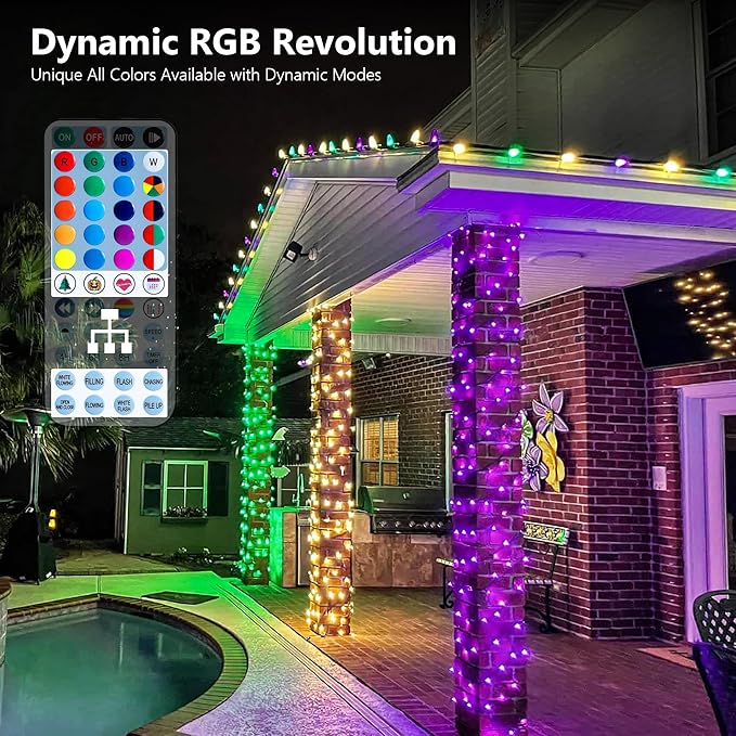 Brizled Color Changing String Lights 98FT 300 LED RGB Christmas Lights Dimmable Multifunctional Christmas Light with Remote for Indoor Outdoor Halloween Xmas Tree Holiday Party Thanksgiving Decor