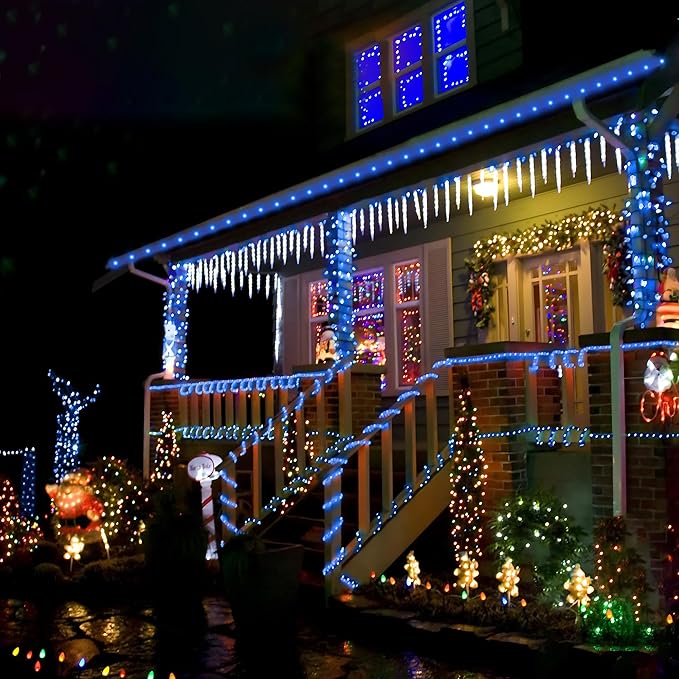 Solar Rope Lights, 66ft 200LED Solar String Lights, 8 Modes Waterproof Solar Powered Outdoor Light, Flexible Clear Tube Light for Garden Backyard Patio Deck Porch Pool Tree Christmas Decoration - Blue