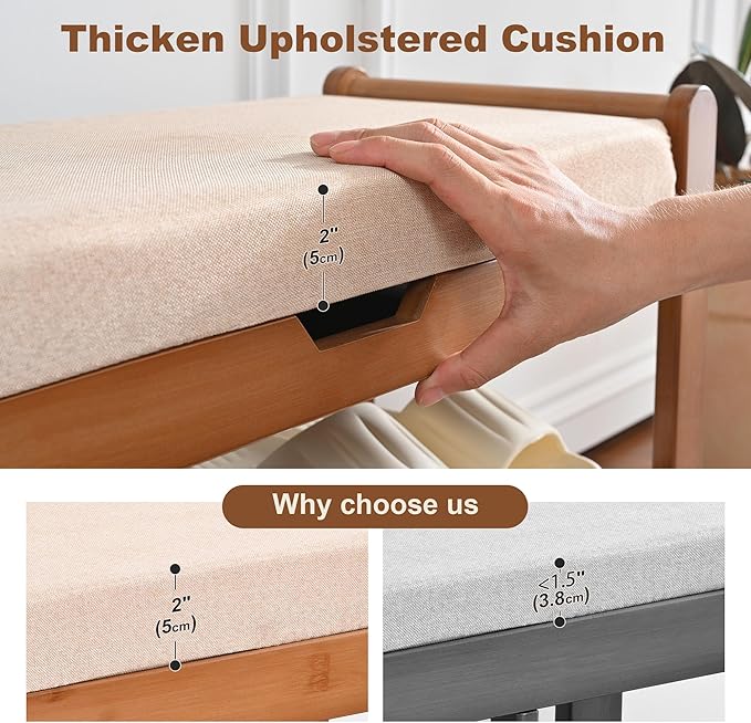 39.4in Shoe Rack Bench, Shoe Storage Bench with Lift Top Hidden Storage, Entryway Bench Holds Up to 330lb for Bedroom Living Room