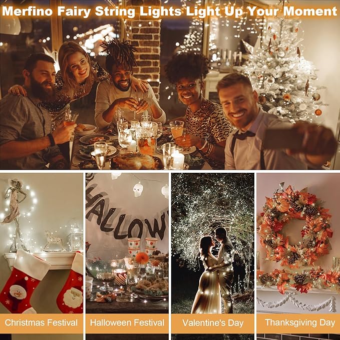 20 Pack Fairy Lights Battery Operated - 3 Speed Modes, 7Ft 20 LED String Twinkle Lights, Waterproof Copper Wire, Mini Firefly Light for Mason Jars Vases Christmas Decor, White