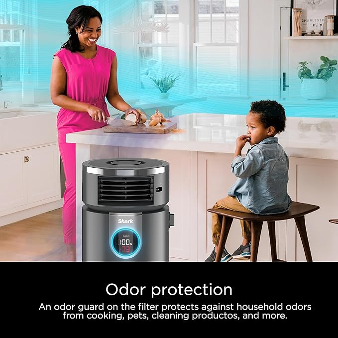 Shark 3 in 1 Air Purifiers for Home, Bedroom, or Office with HEPA Filter, Small Space Heater and Fan Combo, Filters Smoke, Covers up to 500 Sq Ft, Clean Sense Technology, Heat, Cool and Purify, HC452