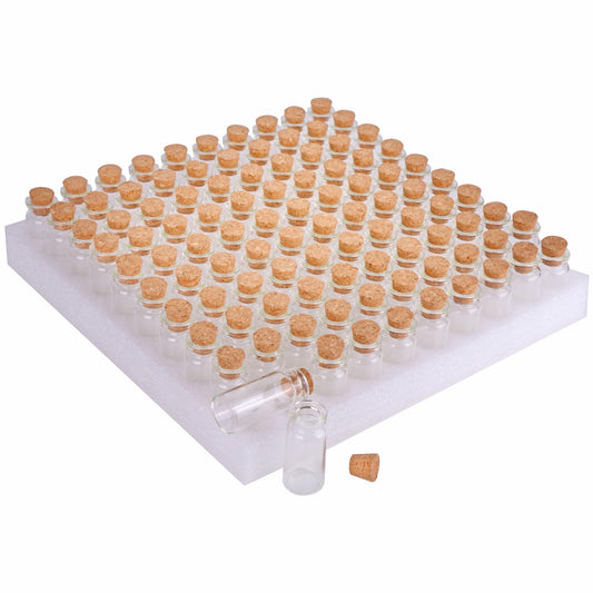 MaxMau 10ml Small Glass Bottles with Cork Stoppers,pack of 100 Vials Tiny Jars for DIY Art Crafts Projects Store Wishing Bottles Message Wedding Favors Gift