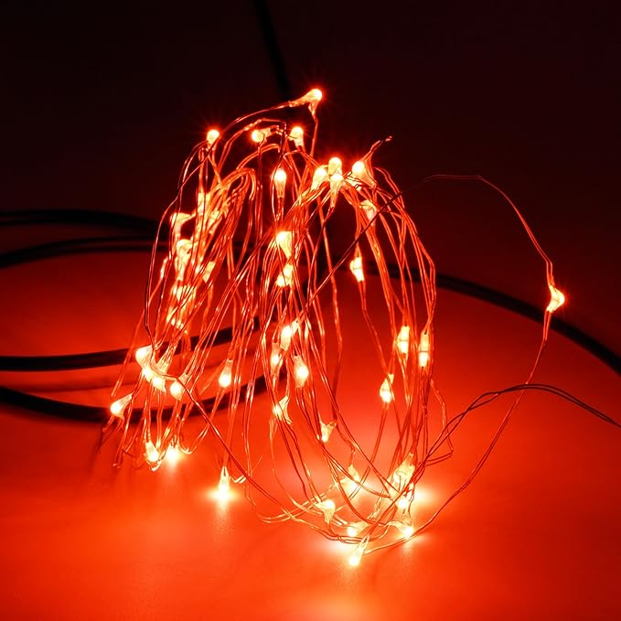 Karlling USB Plug in LED Fairy Lights,5 Packs of 50 LED Bulbs 16 Ft Silver Wire Waterproof Starry String Lights for Bedroom Patio Garden Party Wedding Commercial Lighting (Red)