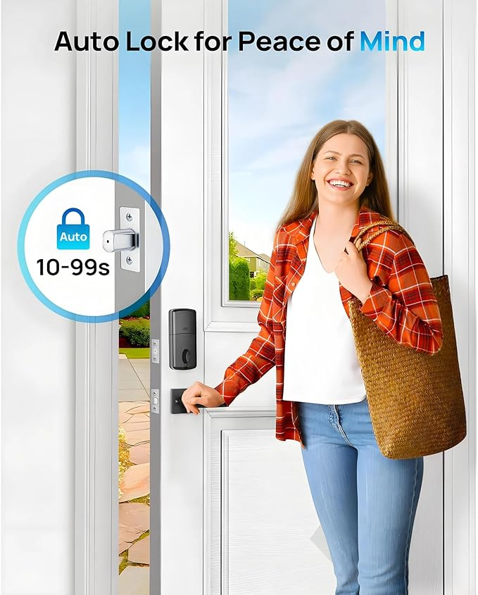 Smart Keyless Entry Door Lock Set w/Front Door Handle, 0.1s Fingerprint Biometric Unlock, Auto Lock, APP Remote/Passcodes/Cards Control, Keypad Deadbolt, Easy Install for Entry Bedroom