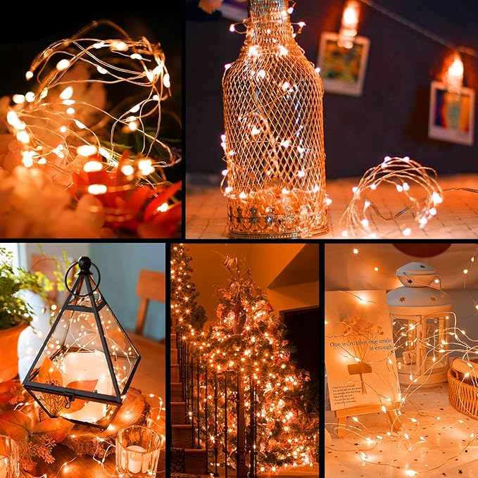 ZGWJ Fairy Lights Battery Operated, 50 Pack Twinkle String Lights 20 LED 7FT 3 Lighting Modes for Bedroom Decor, Easter, Halloween, Christmas, Party Indoor and Outdoor Decoration (Orange, 50PCS)