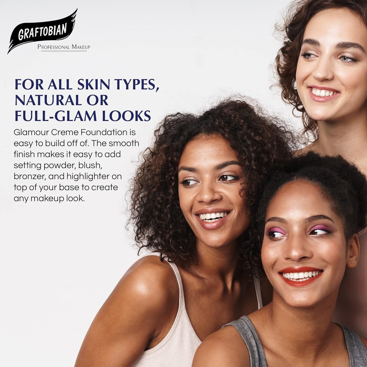 Graftobian HD Glamour Crème Foundation 1/2oz, Weightless Full Coverage Makeup, 65 Inclusive Shades, For All Skin Types, Natural or Full-Glam Looks, For Professionals and Beginners, Caramel