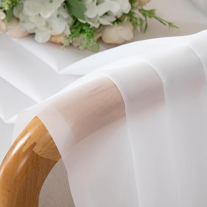 Aiyufeng Sheer Voile Window Treatment Rod Pocket Curtain Panels for Kitchen Bedroom Living Room Drapes Sunlight Filtering Privacy Semi Home Decor Assorted Colors Sizes (White, 40 W x 72 L)