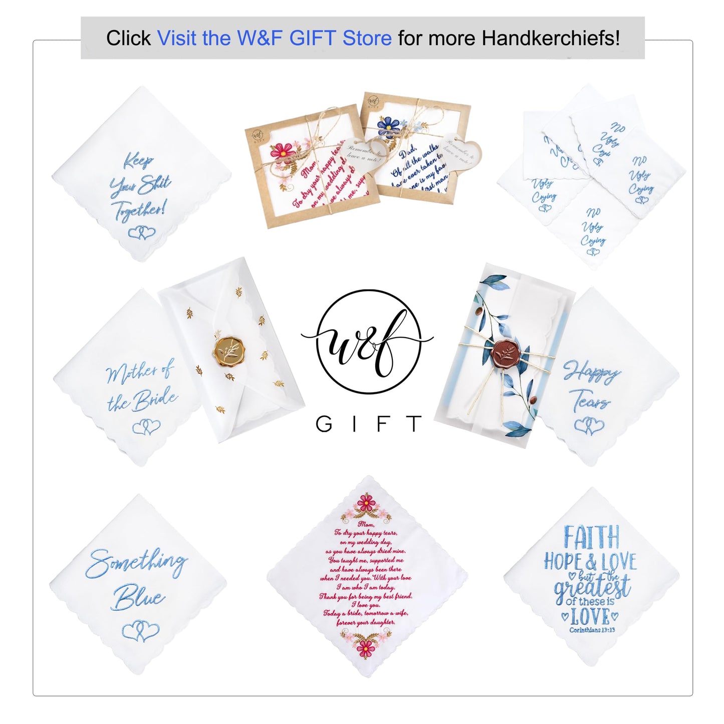 W&F GIFT Mother and Father of The Bride Gifts | Wedding Gift Handkerchief Set For Parents of The Bride from Daughter 2