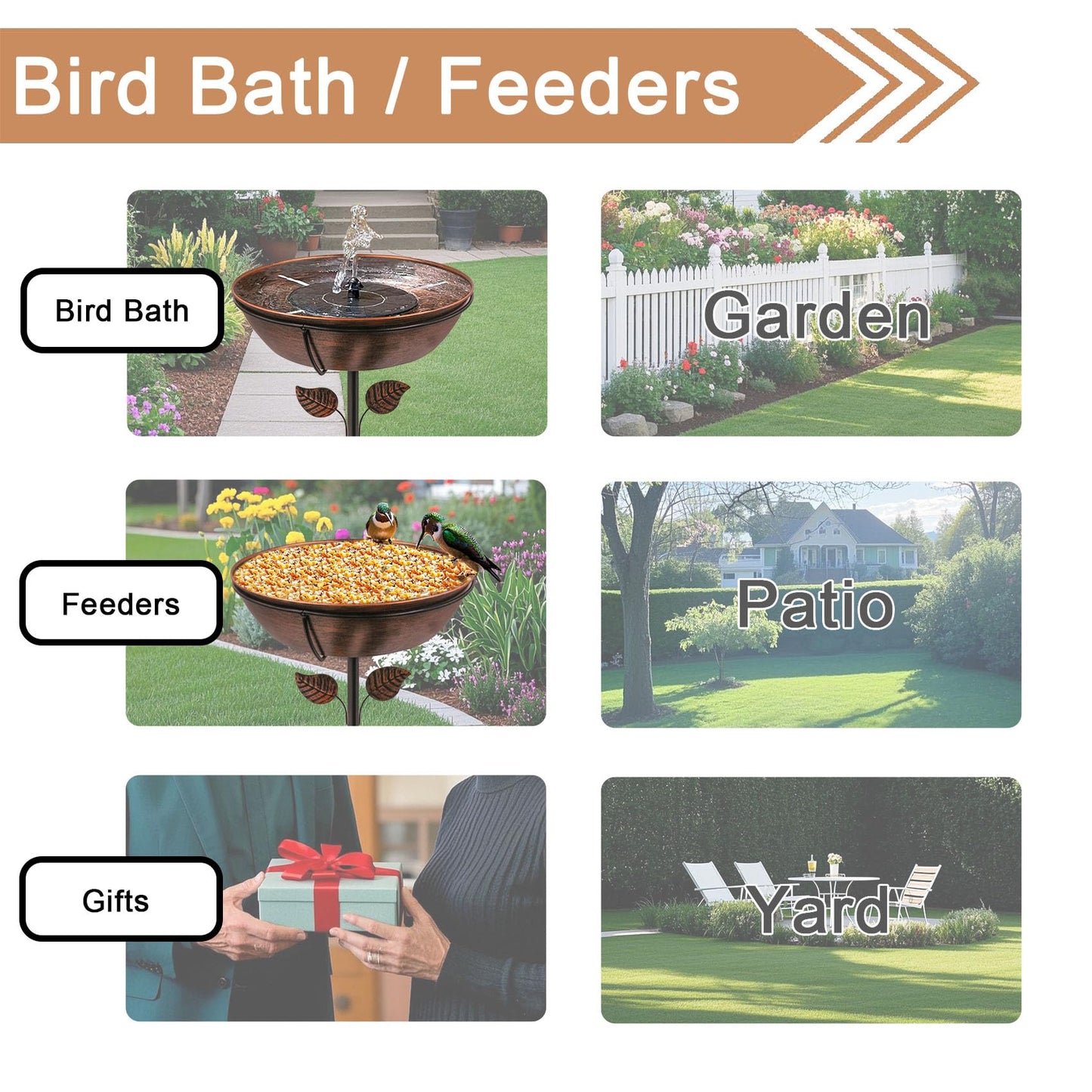 OUISJYER 3" Deep Metal Bird Bath for Outdoors, Removable 13" Dia Bowl with Stable Upgrades Stake, Easy to Clean Birdbaths for Garden Yard Lawn Decor 1.4 Gallon