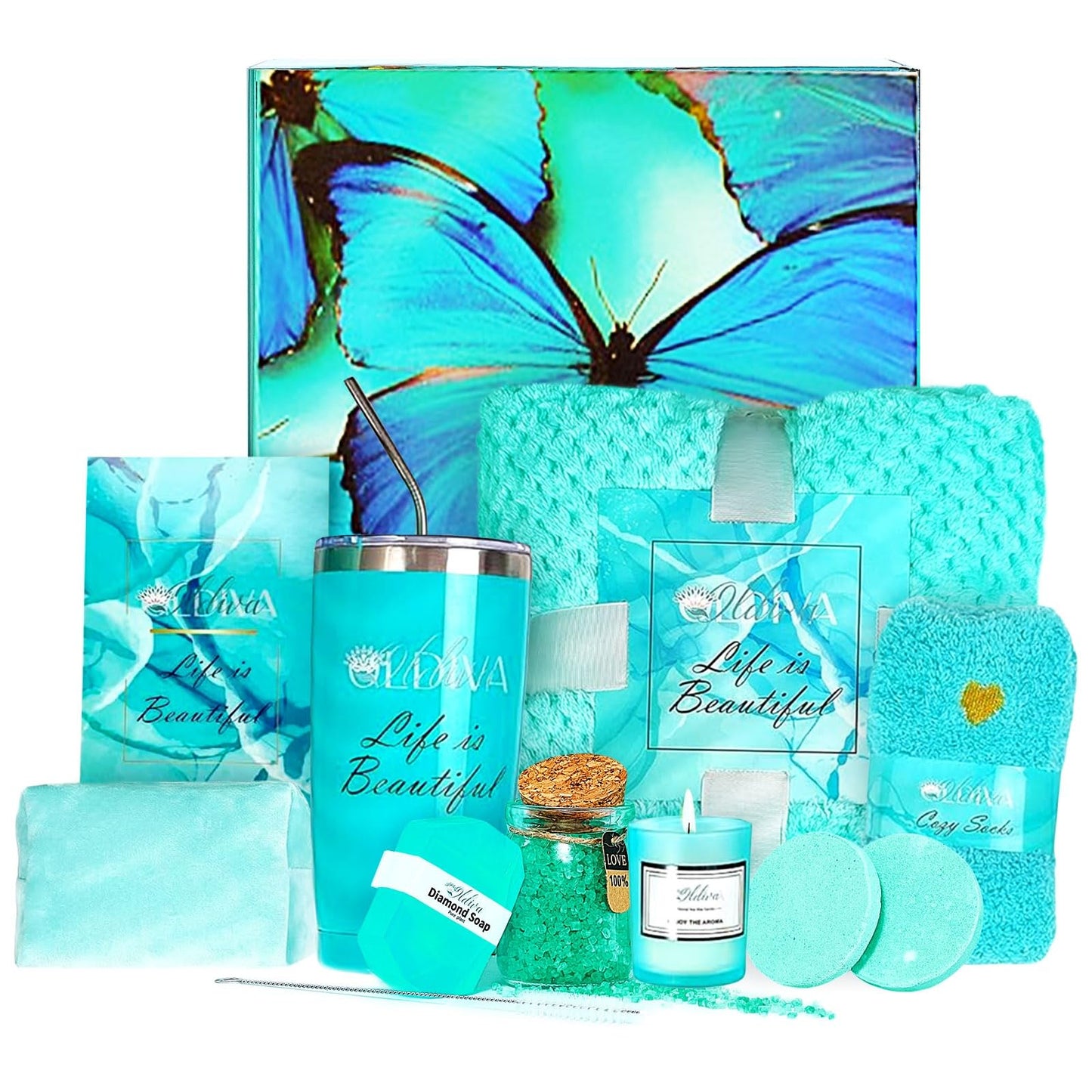 11 Pcs Spa Gift Basket for Women – Luxury Bath Set with Shower Steamers, Water Tumbler, Fuzzy Socks & More – Relaxing Pamper Kit for Birthday, Mother’s Day & Self Care Gifts