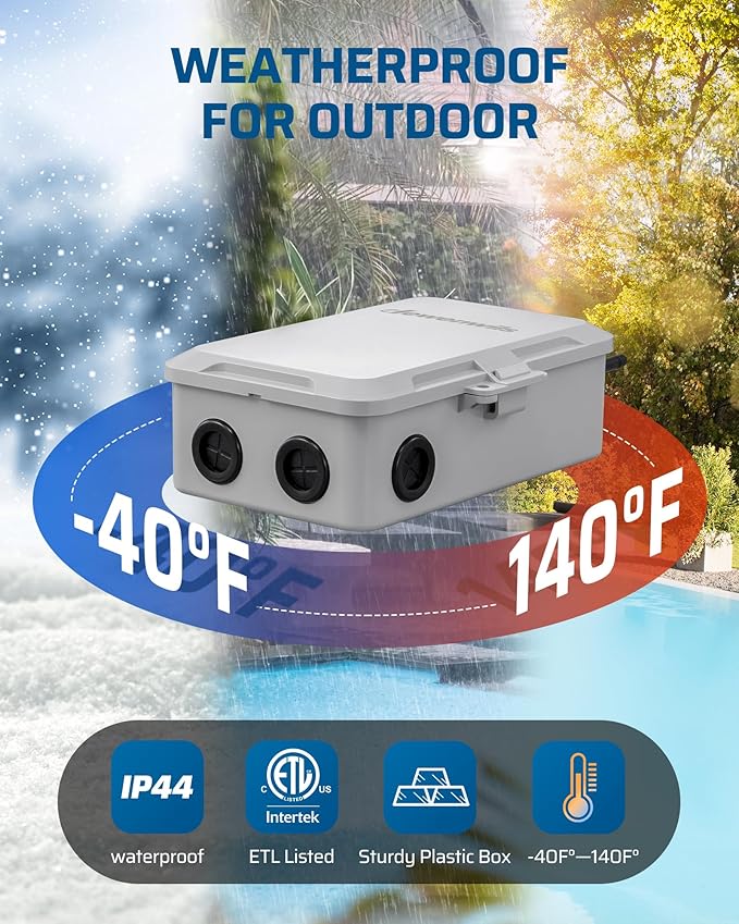 DEWENWILS Pool Pump Timer, Heavy Duty Outdoor WiFi Timer Box, 40A 120VAC 2HP, Work with Smart Life, Alexa, Google Assistant, Easy Wiring for Pool, Water Heater, ETL Listed