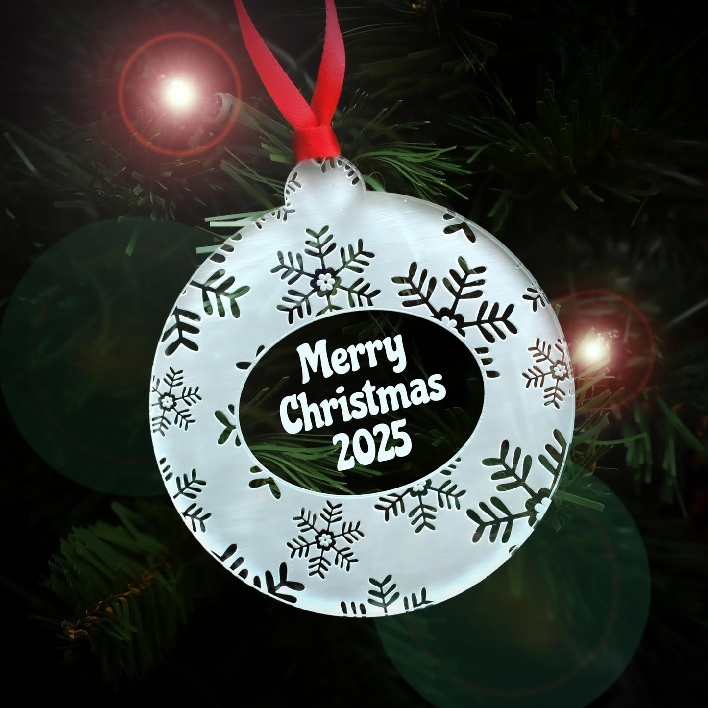Christmas Ornaments 2025 Crystal Clear Frosted White Bulb Shape Gift Box Incld | Best Gifts for Engagements, Babys First, Couples, and First Home, Non Personalized | Made in USA