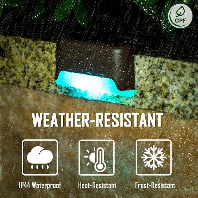 SOLPEX Color Changing Solar Deck Lights, 16 Pack Waterproof LED Lights for Decks,Stairs,Fences,Yards and Patios