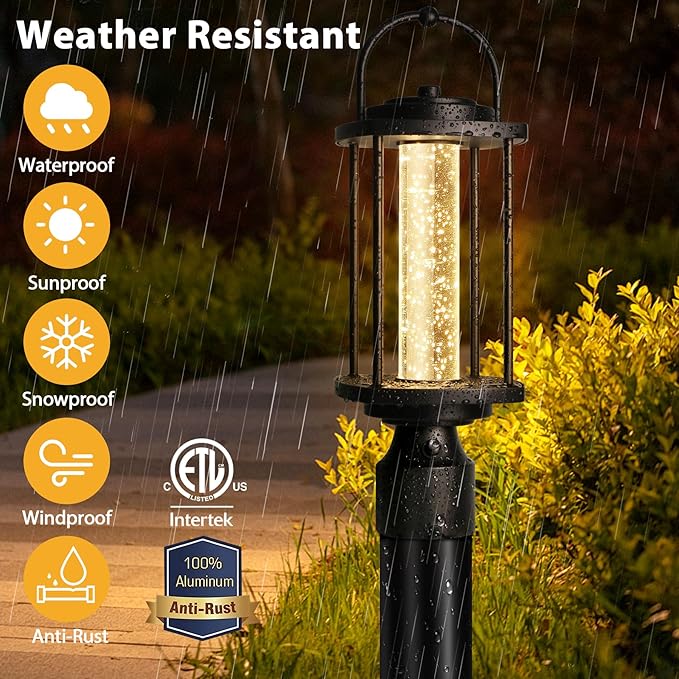 Dusk to Dawn Outdoor Post Lights, LED Waterproof Lamp Post Light Fixture with Crystal Glass, Aluminum Lamp Posts Outdoor Lighting Pole Lantern for Outside Yard Patio Pathway Garden, Hard Wired