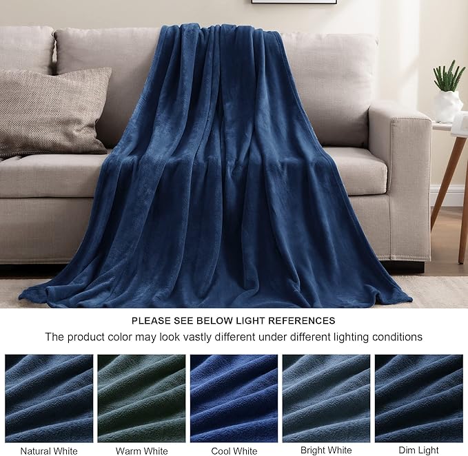 BEDELITE Fleece Blanket Twin Size Navy Blue Throw Blankets for Couch & Bed, Luxury Plush Cozy Fuzzy Blanket 60x80 inches, Super Soft Warm Lightweight Throw Blanket for Travel Camping