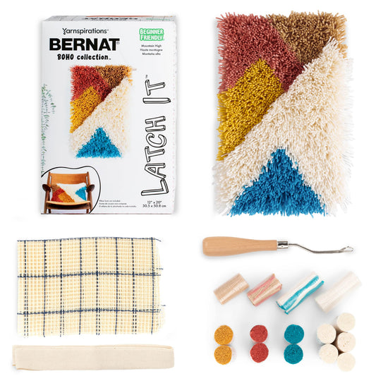 Bernat Latch It Boho Collection Mountain High 1 Pack of 12X20 Kit, Great for Pillows, Wall Hangings and More!