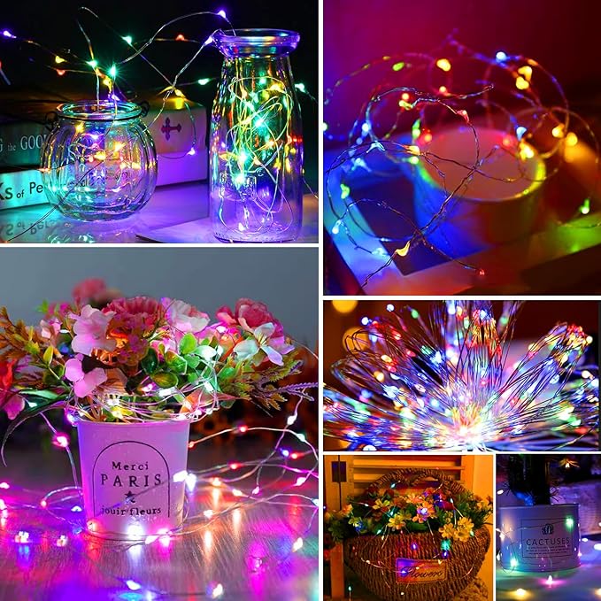 ZGWJ Fairy Lights Battery Operated, 12 Pack Colorful Mini String Lights 20 LED 7ft Waterproof 3 Lighting Modes for Bedroom, Halloween, Christmas, Party Indoor and Outdoor Decoration