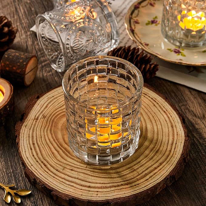 12pcs Assorted Votive Candle Holders - Clear Glass Tea Lights Candle Holder in Bulk, Tealight Candle Holder for Table Centerpiece Wedding Decor Home Decoration