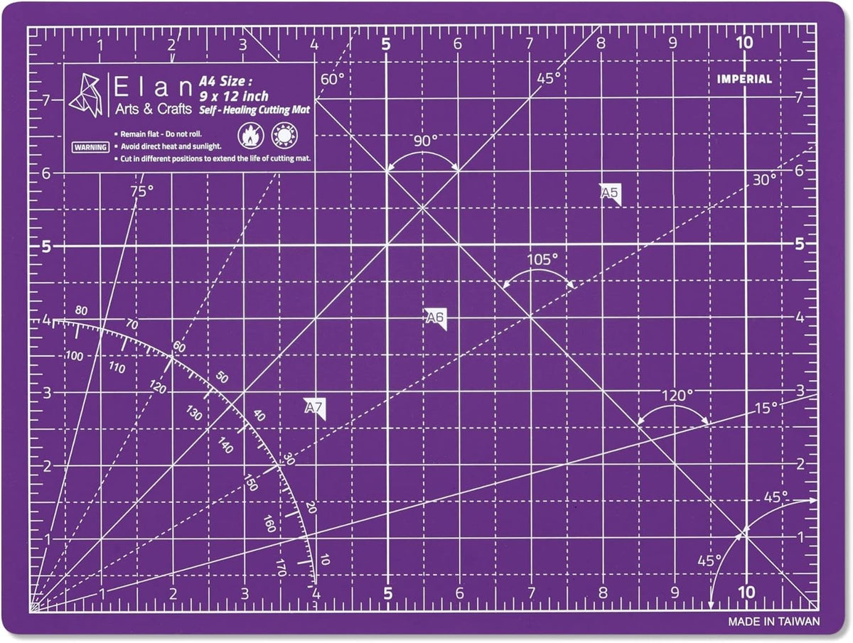 Elan Cutting Mat A4 Pink & Purple, Self Healing Cutting Mat 9x12 Inch, 5-Ply Craft Board Pink, Hobby Board for Crafts 9x12 Inch