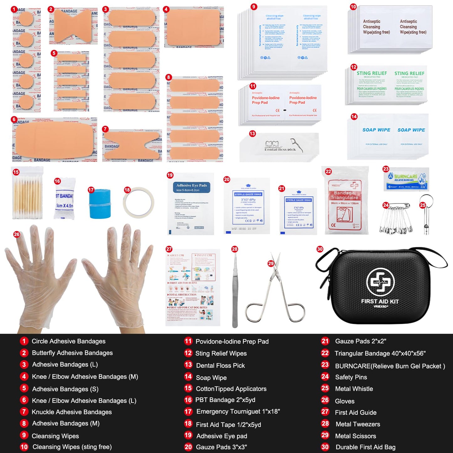 Mini First Aid Kit - 150 Piece Small Waterproof Hard Shell Medical Kit for Home, Car, Travel, Camping, Truck, Hiking, Sports, Office, Vehicle & Outdoor Emergencies (Black)