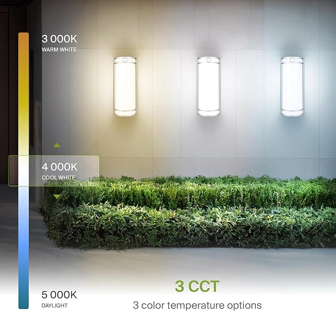 ASD 18 Inch Motion Sensor LED Outdoor Sconce Lights - 20W 3000K 4000K 5000K Nickel Exterior Lighting Fixtures, Dimmable Exterior Lights for House, Modern Patio Wall Light Fixture ETL 2 Pack