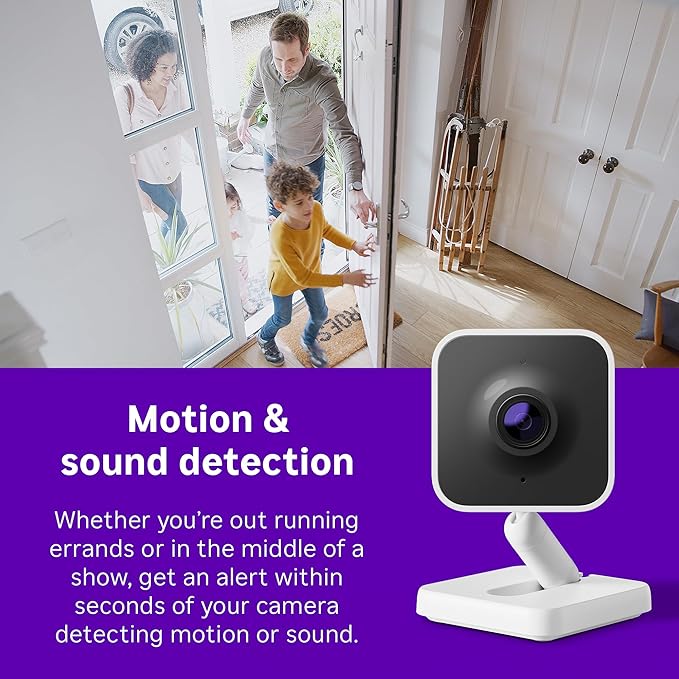 Roku Indoor Camera - Home Security - 1-Pack - Wired Security Camera & Pet Monitor with 1080p HD Color Night Vision, Works with Alexa & Google, Motion & Sound Detection, WDR & WiFi 6