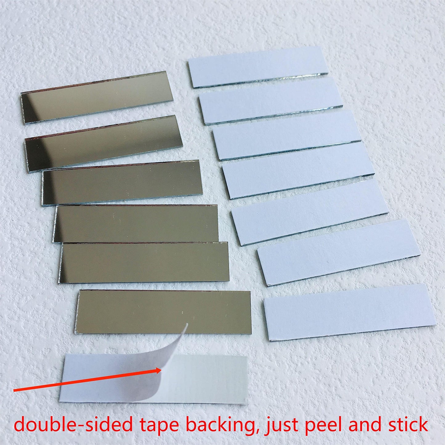 NUO RUI Adhesive Rectangular 1/2" x 2"" Mirror Mosaic Tile 100 Pcs"