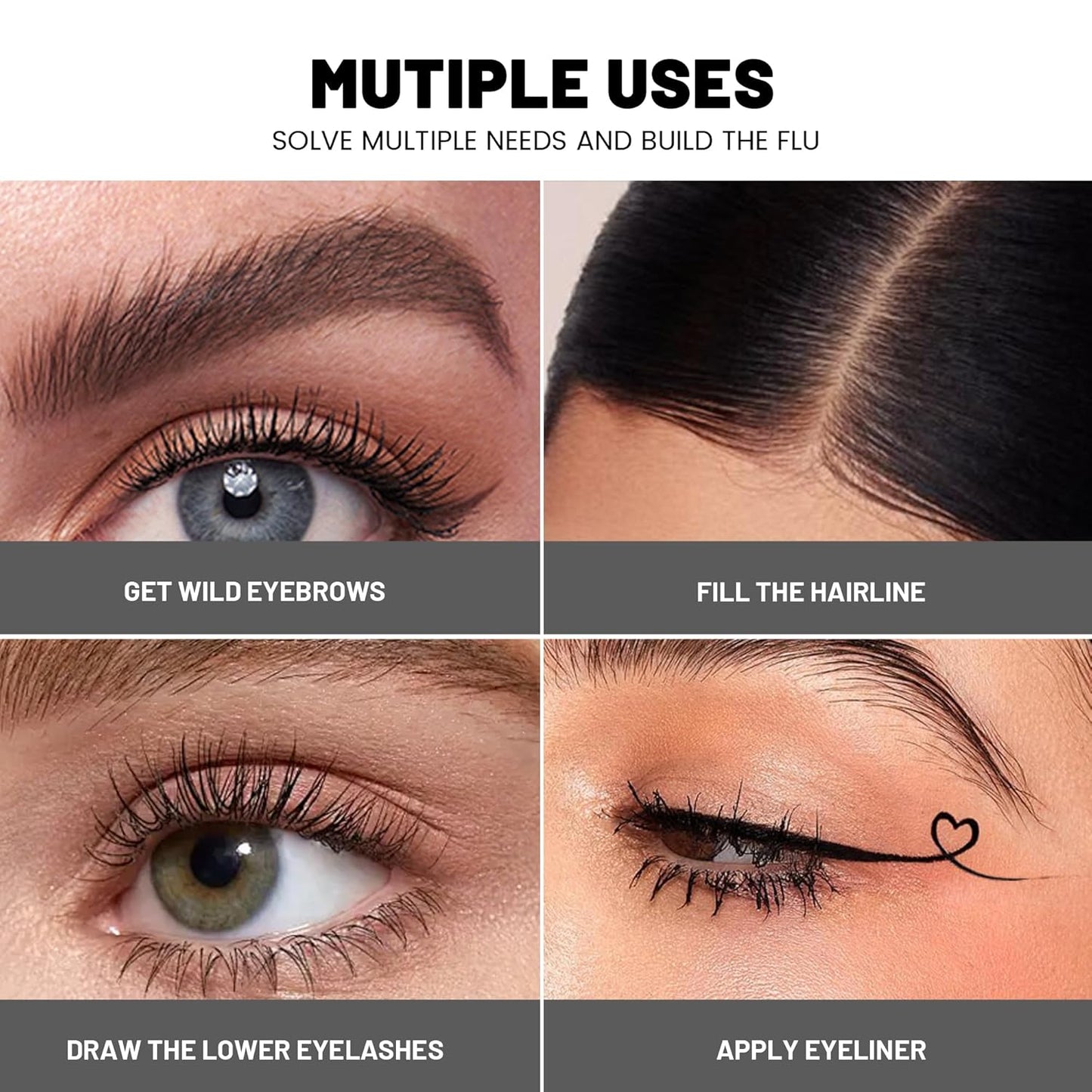 2 Pack 2 Fine Tip Eyebrow Pen, Waterproof Filling Faux Brow Makeup Pencils for Women with Precise Curved Brush-Tip to Fast Create Natural Hair-Like Brows, Last All-Day (Natural Brown)