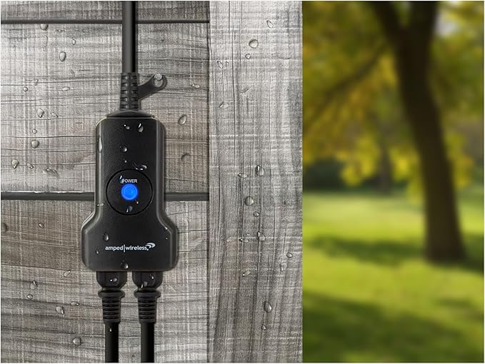 Amped AWPW208 Wireless Wi-Fi Outdoor Smart Plug with 2 Sockets, Compatible with Amazon Alexa or Google Assistant (Sold Separately), Black