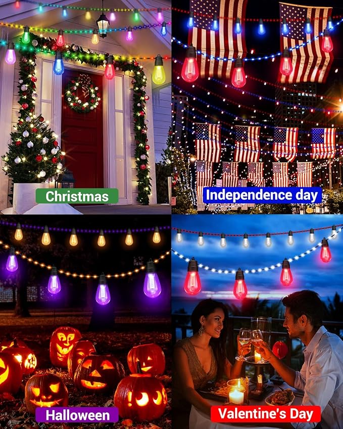 Lightdot 96FT Outdoor Led Patio Lights, Led String Lights with Shatterproof Edison Vitage Bulbs,2200K, Commercial Grade Hanging Light for Patio Cafe Bistro Backyard- ETL Listed