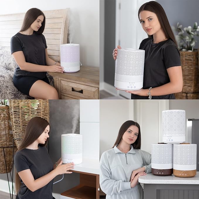 BlueHills Premium Set of Two Large 2500 ML and 4000 ML XL Essential Oil Diffusers Humidifier Combo for Large Room Home with Décor Cover LED Lights Great Gift – Value Pack of White