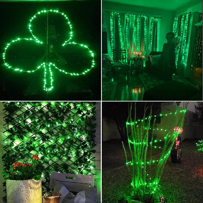 RUICHEN Plug in Fairy Lights with Switch, Waterproof 66 Ft 200 LED Silver Wire Starry String Firefly Lights for Bedroom, Patio, Garden, Balcony, Dorm, Green