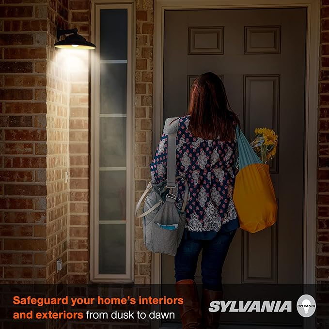 Sylvania Dusk to Dawn A19 LED Light Bulb with Auto On/Off Light Sensor, 60W=9W, 800 Lumens, 2700K, Soft White - 6 Pack (41257)