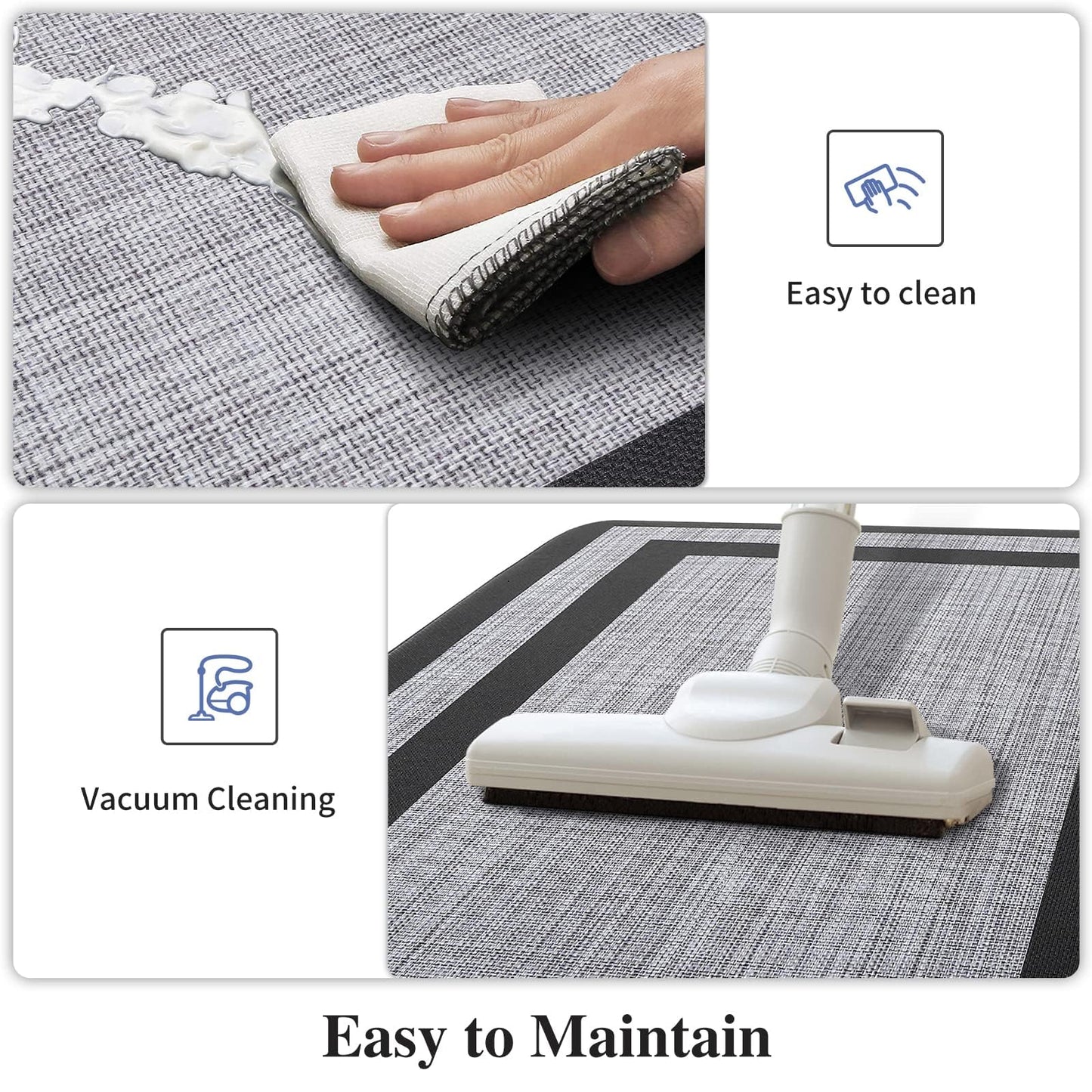 Mattitude Kitchen Mats Set of 2，Cushioned Anti-Fatigue Non-Skid Rug Sets Ergonomic Comfort Standing Mat for Kitchen, Floor, Office, Sink, Laundry, Black and Gray