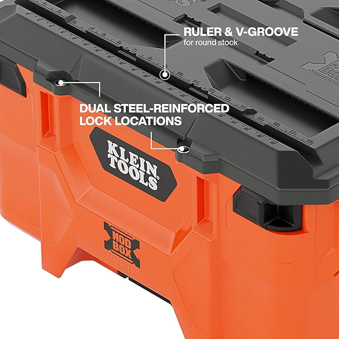 Klein Tools 54200MBX MODbox Medium Deep Tool Box, Heavy Duty Organizer with Removable Tray, Water and Debris Resistant, Stackable Module