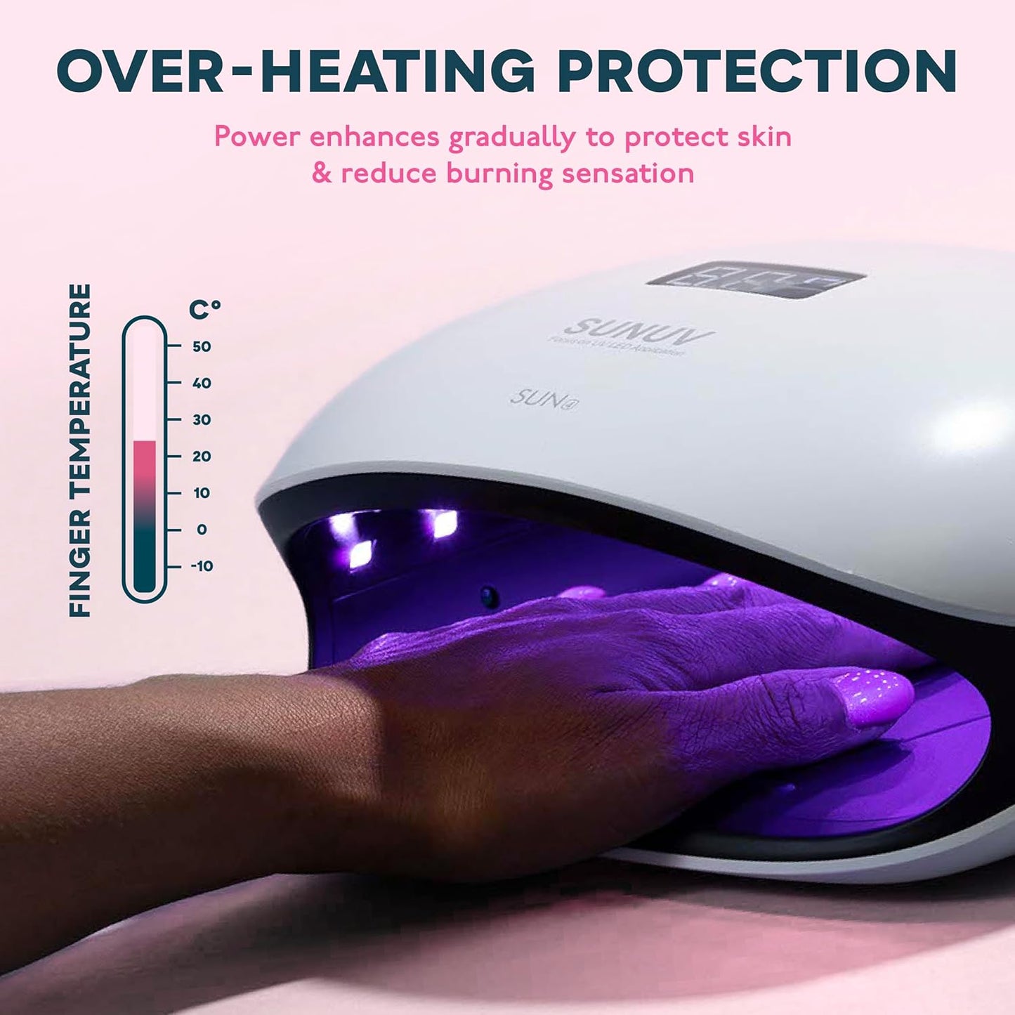 SUNUV UV LED Nail Lamp, UV Light for Nails Compatible with All Gel Polish, 36 LEDs with 4 Timer Settings, LCD Display for Home Salon SUN4 Black
