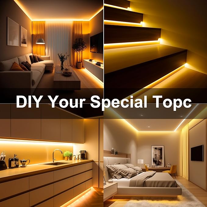 COB LED Strip, 16.4ft Warm White COB LED Strip Light, Dimmable LED Light Strip 2700K, CRI92+, 8mm Width, 24V Flexible LED Tape Light for TV, Bedroom, Kitchen Cabinet, Closet, Home Decoration.