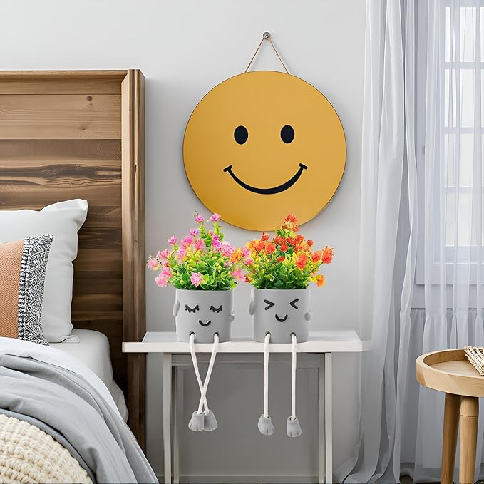 2 Packs Cute Fake Plants, Kawaii Artificial Potted Plants for Table Desk Home Bedroom Bathroom Office Shelf Office Wall Room Farmhouse Decor Artificial Plants B2