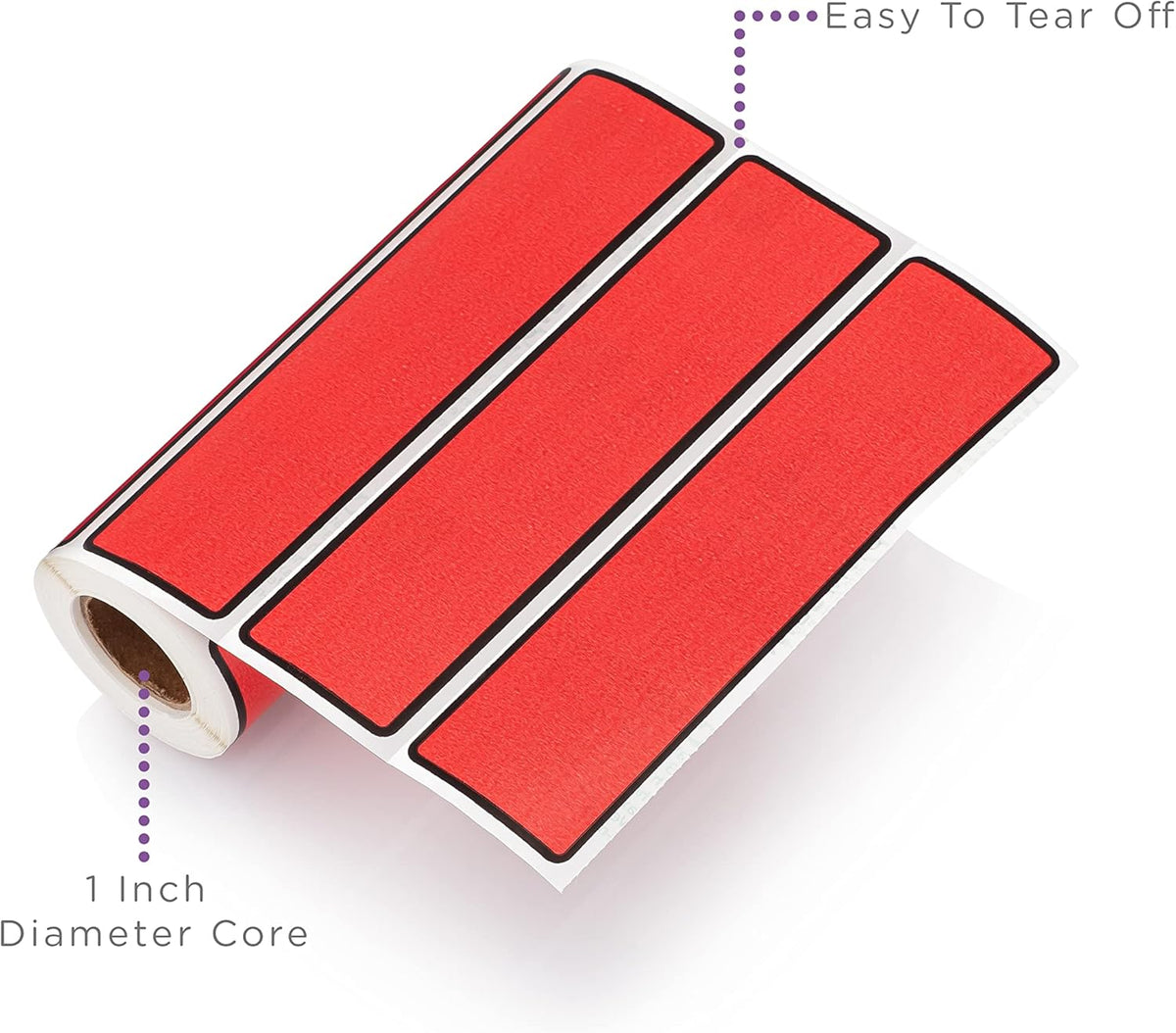 Carstens Adhesive Sticker Labels, 5 3/8” x 1 3/8”, Binder Labels for 1.5” – 4” Ring Binder Spines, Red, Roll of 200