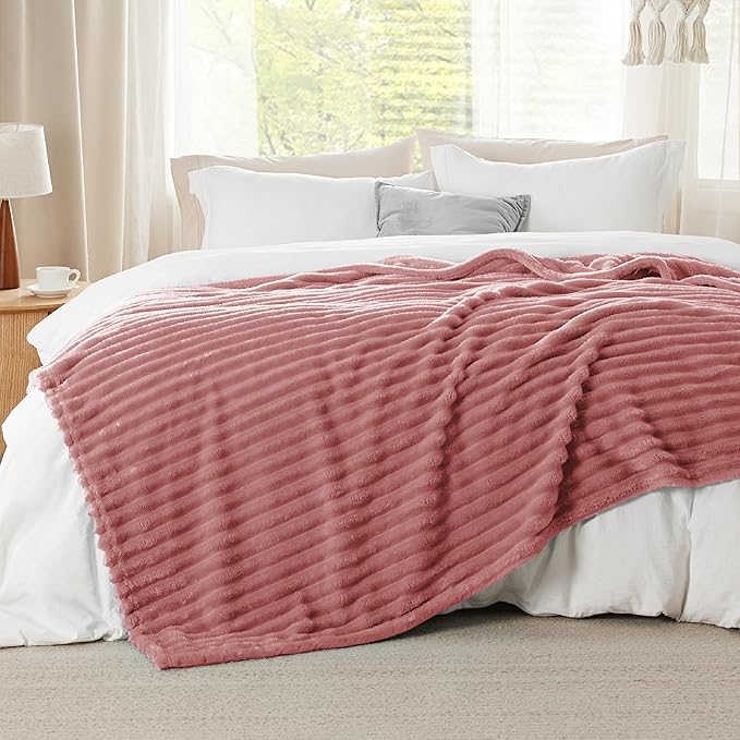 Bedsure GentleSoft Brick Dust Fleece Queen Blanket for Couch - Super Soft Cozy Blankets for Women, Cute Small Blanket for Girls, 90x90 Inches