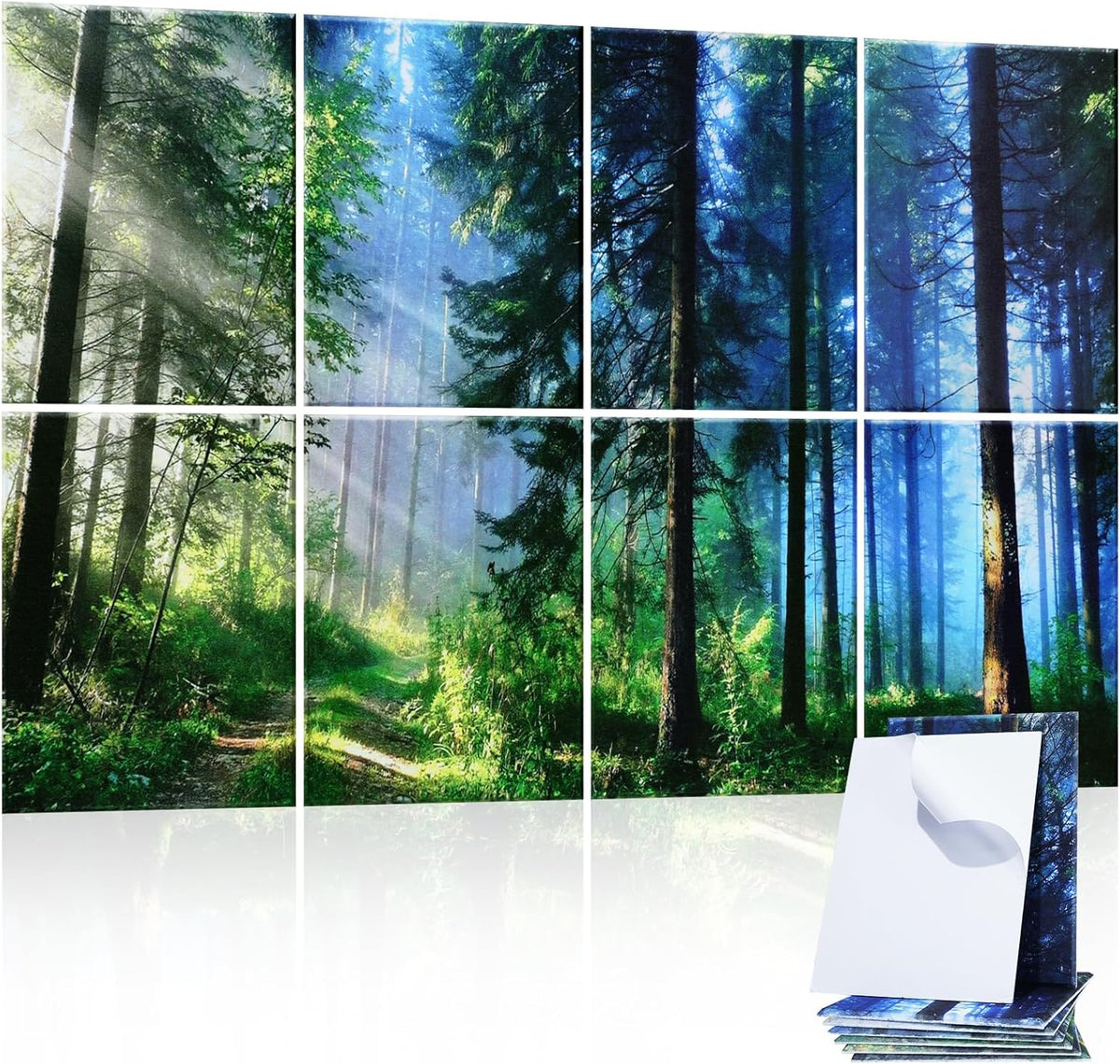 Art Acoustic Panels 8 Pack, Sound Proof Panels for Walls, 48"X32" Self-adhesive Sound Absorbing Wall Art, Decorative Acoustical Panels, Acoustic Treatment for Recording Studio(Nature Forest)