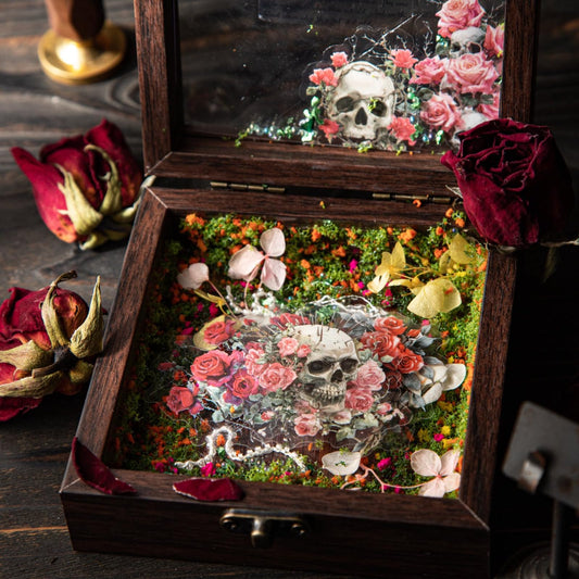 Doukado 180 Pieces Aesthetic Gothic Dark Horror Rose PET Sticker Set, 6 Pack Vintage Decorative Stickers for Scrapbooking, Journaling, Waterproof DIY Crafts and Junk Journal