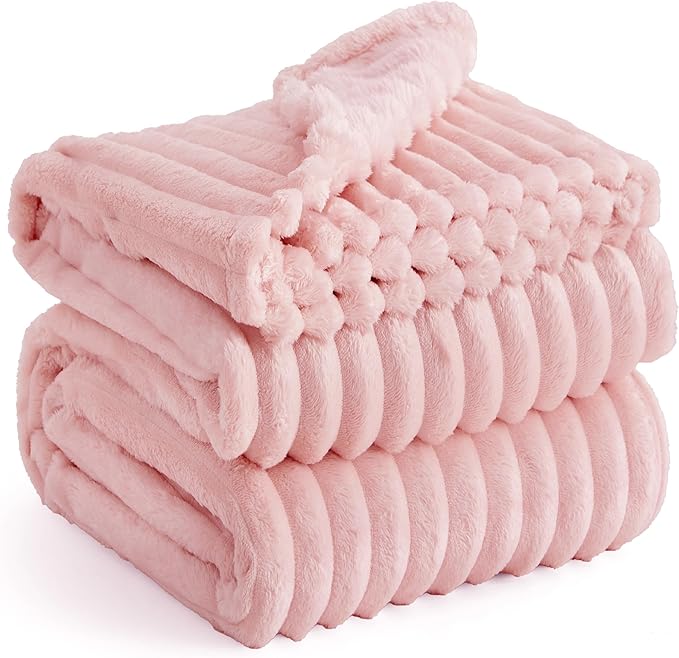Bedsure GentleSoft Coral Pink Fleece King Blanket for Couch - Super Soft Cozy Blankets for Women, Cute Small Blanket for Girls, 108x90 Inches