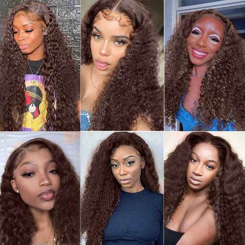 Fabimiya 18 20 22 Inch Human Hair Bundles Brown 4# Water Wave Bundles Human Hair Unprocessed Soft Sewn In Hair with Double Weft for Black Women
