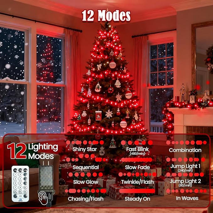 BHCLIGHT 240LED Christmas Voice Control String Lights Red