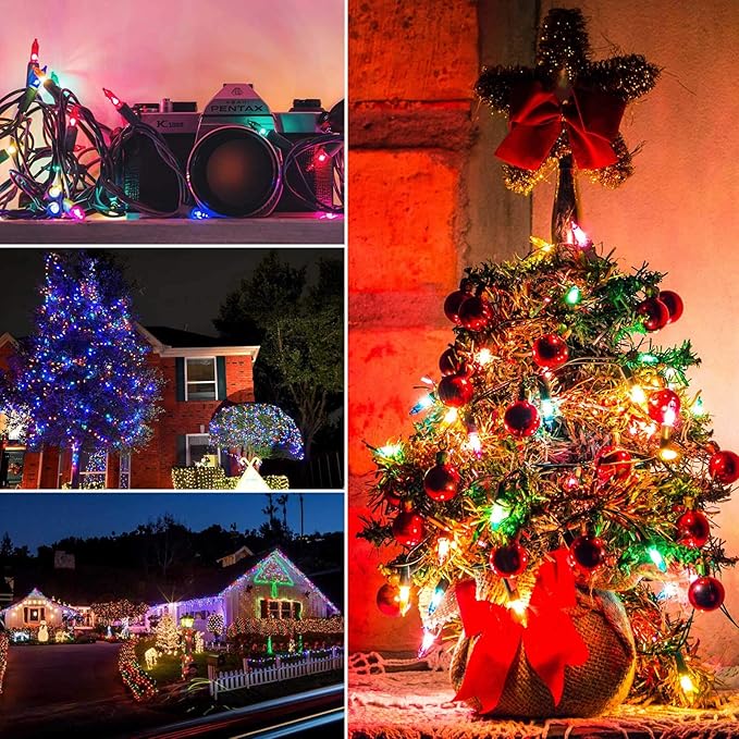 Minetom 100 Counts Clear Christmas String Lights 26.5 Feet Warm Mini Lights Waterproof for Indoor Outdoor Patio Wreath Garden Wedding Party Thanksgiving Holiday Xmas Tree Decorations, Multicolored