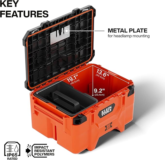 Klein Tools 54200MBX MODbox Medium Deep Tool Box, Heavy Duty Organizer with Removable Tray, Water and Debris Resistant, Stackable Module