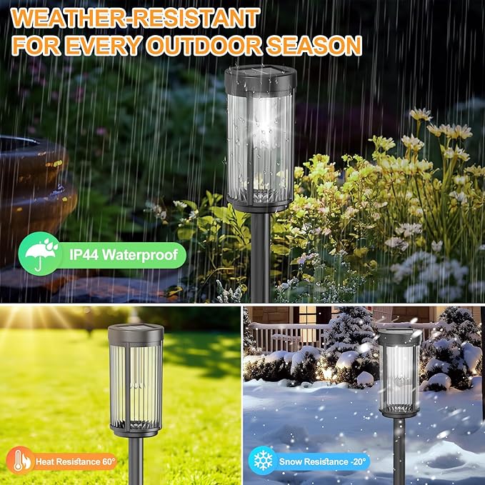 EXCMARK 16 Pack Outdoor Solar Lights Waterproof for Yard Garden Walkway Pathway Lawn Decorative Contemporary Landscape Lighting. (Cool White Light, 16)